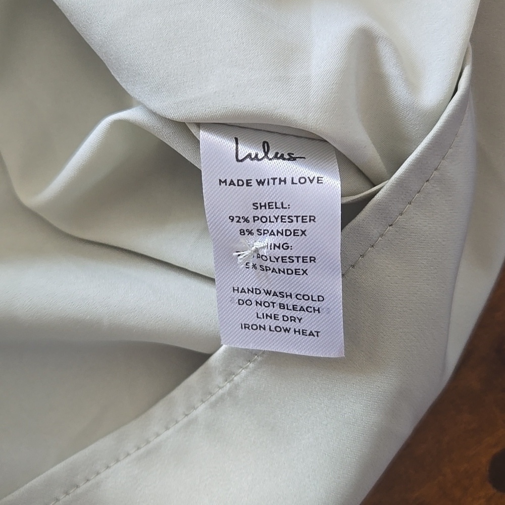 NWT Lulu's Asymmetrical Sage Green Satin Mini Dress Size Medium - Picture 12 of 13
